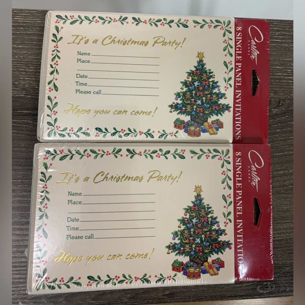 Christmas Party Cards 8pk Carlton Holiday Single Pannel Invitations Lot Of 2 USA